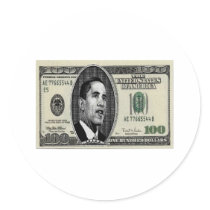 Obama on $100 bill stickers