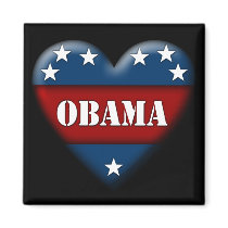 obama : patriotic heart : fridge magnet
