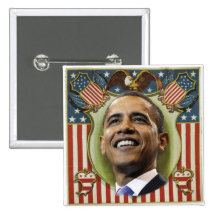 Obama Patriotic Square Button