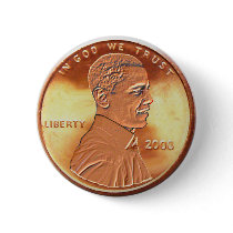 Obama Penny Button by JerryLambert Obama Penny Button