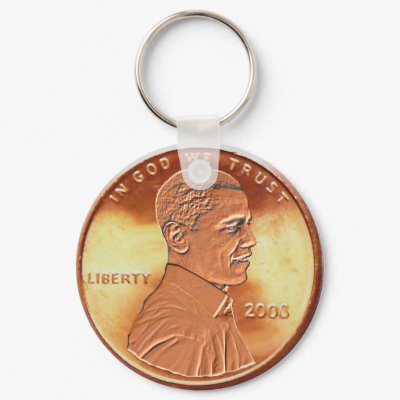 Obama Penny Keychain by JerryLambert