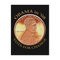 Obama Penny Postcard by JerryLambert Obama Penny Postcard