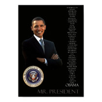 Obama Poster - list of all 44 presidents posters