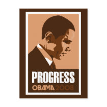 Obama - Progress Dark Brown Postcard
