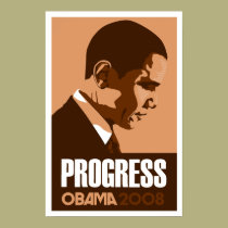 Obama - Progress Dark Brown Poster posters