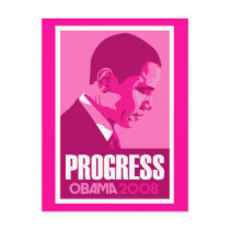 Obama - Progress Dark Pink Postcard by cpope929 Obama - Progress Dark Pink Postcard