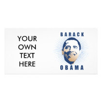 Obama rays blue customized photo card