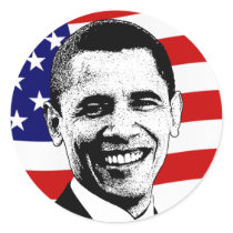 Obama Red White & Blue American Flag Stickers