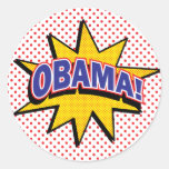 OBAMA! Retro Comic Print Round Sticker