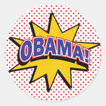 OBAMA! Retro Comic Print Round Sticker