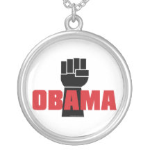 Obama Right On Raised Black Fist Necklace