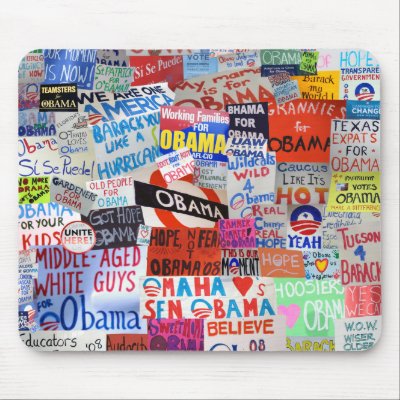 Obama Sign Collage Mousepad by democrattotheend