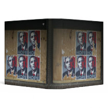 Obama signs in a boarded window of a closed 3 ring binder