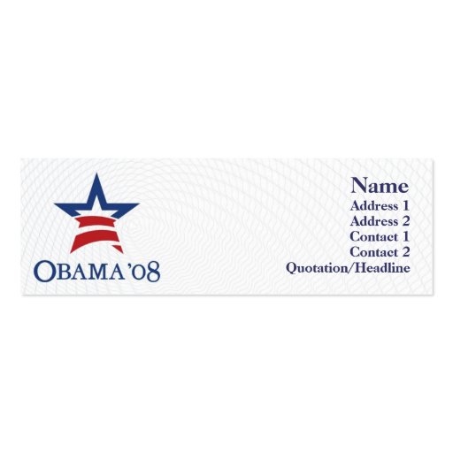 Obama - Skinny Business Card Templates (front side)