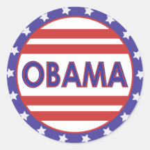 Obama Stars&Stripes Circle Stickers