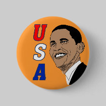 Obama USA (orange) button by onthehanger Obama USA (orange) button