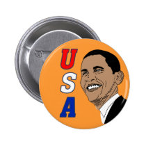 Obama USA (orange) button buttons