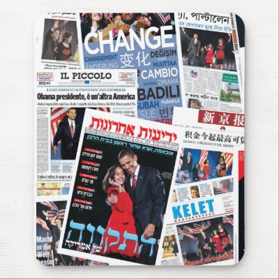 Obama Victory International Headline Collage Mousepad