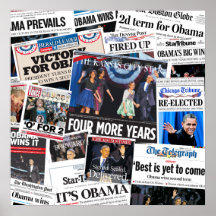 Obama Wins 2012 Front Page Newspaper Collage Posters