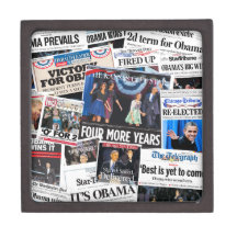 Obama Wins 2012 Newspaper Collage Gift Box Premium Trinket Boxes