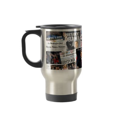 Obama Wins! Historic Newspaper Mug by democrattotheend