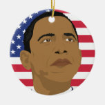 Obama with American Flag Christmas Tree Ornament