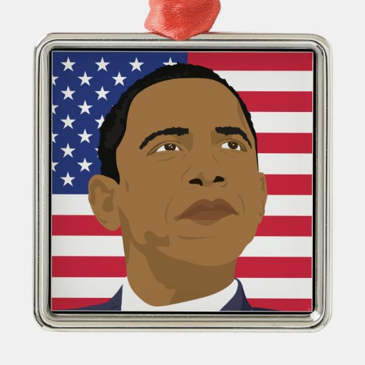 Obama with American Flag Ornament
