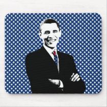 Obama with U.S. Flag Tie and Stars Background mousepads
