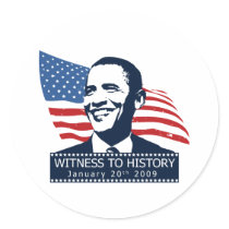Obama Witness To History Round Stickers