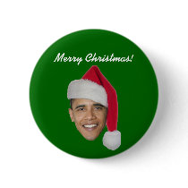 Obama Xmas Button (Obama t shirt bumper sticker) by EcoTees Obama Xmas Button (Obama t shirt bumper sticker)