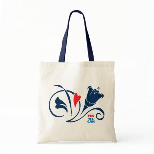 Obama YES WE CAN Love Blossoms Budget Tote, blue bag