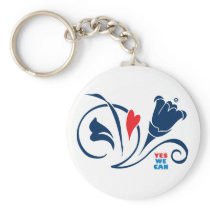 Obama - Yes We Can, Love Blossoms Keychain
