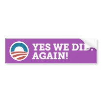 Obama Yes We Did. Again! Bumper Sticker Purple