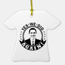 Obama Yes We Did Again V1 BW Christmas Ornaments