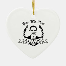 Obama Yes We Did Again V2 BW Christmas Ornaments