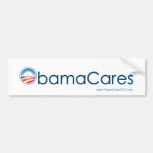ObamaCares Bumper Sticker (Blue on White)