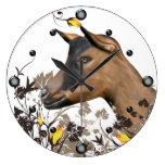 Oberhasli Dairy Goat Painting Floral  Wall Clock