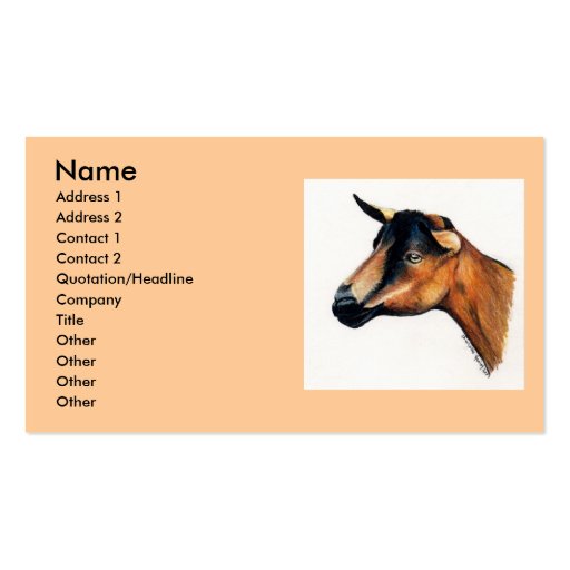 "Oberhasli Goat" Animal Art Business Card (front side)