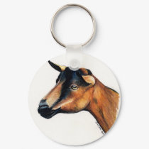 "Oberhasli Goat" Animal Art Keychain by CharlottesWebArt "Oberhasli Goat" Animal Art Keychain