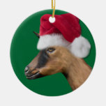 Oberhasli Goat Santa Hat Christmas Ornament ornaments