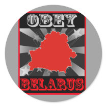 Obey Belarus Round Stickers
