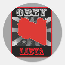 Obey Libya Round Stickers