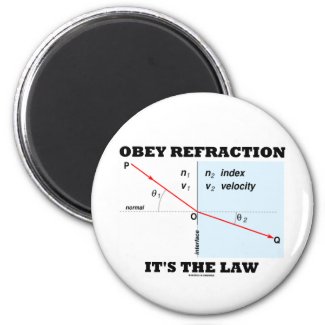 Obey Refraction It's The Law (Optics Snell's Law) Fridge Magnet