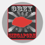 Obey Singapore Round Stickers