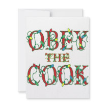 Obey the Cook Saying Holiday Lights invitations by momsretro Obey the Cook Saying Holiday Lights invitations