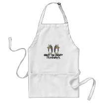 Obey The Crazy Penguins Aprons by ironydesign Obey The Crazy Penguins Aprons