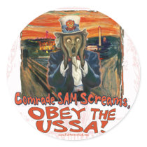 Obey the USSA the Scream Sticker by YesPoliticsSuck Obey the USSA the Scream Sticker