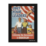 Obey Your Leaders Propaganda Post Cards