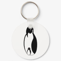Oblong Penguin Parent and chick keychains