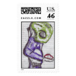 observation green alien postage stamps